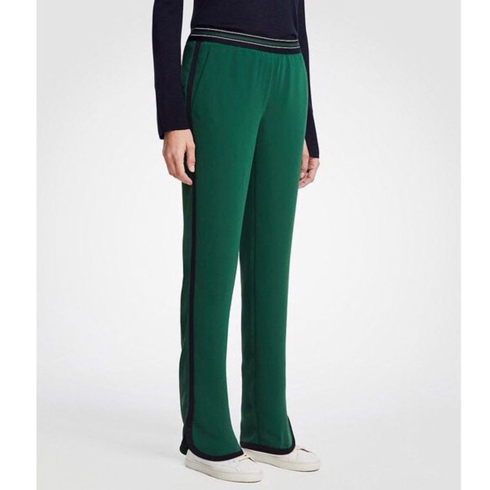 Ann Taylor drapey track pant green dolphin hem NEW - Picture 1 of 8